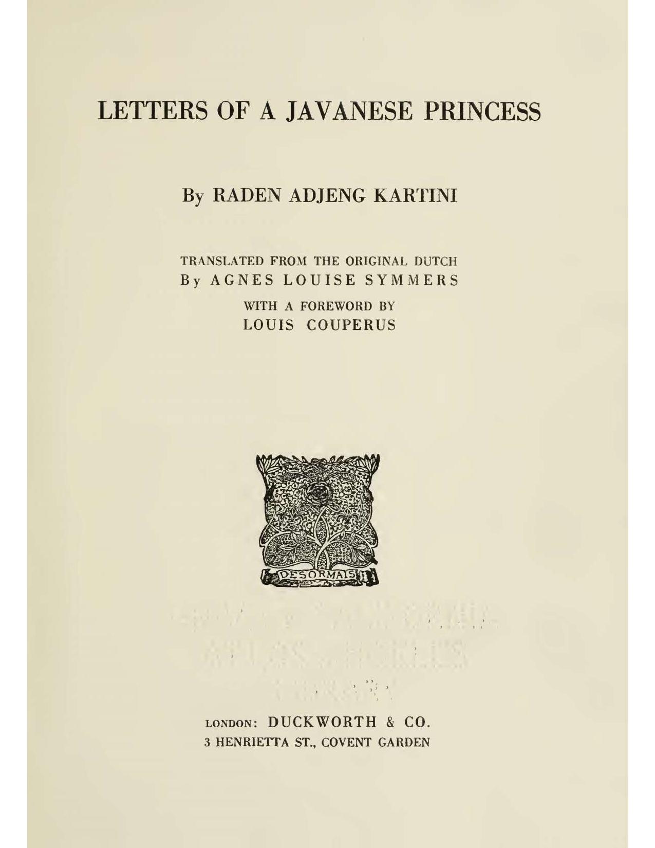Halaman Sampul Letters of A Javanese Princess